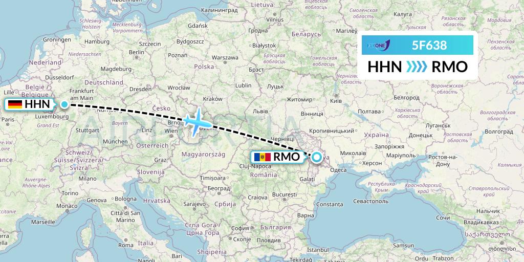 5F638 Fly One Flight Map: Hahn to Chisinau