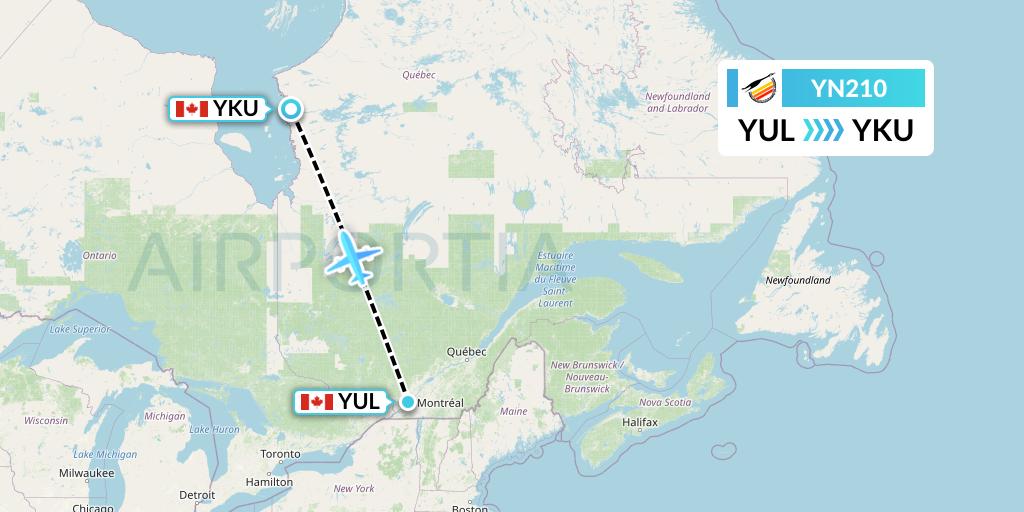YN210 Air Creebec Flight Map: Montreal to Chisasibi