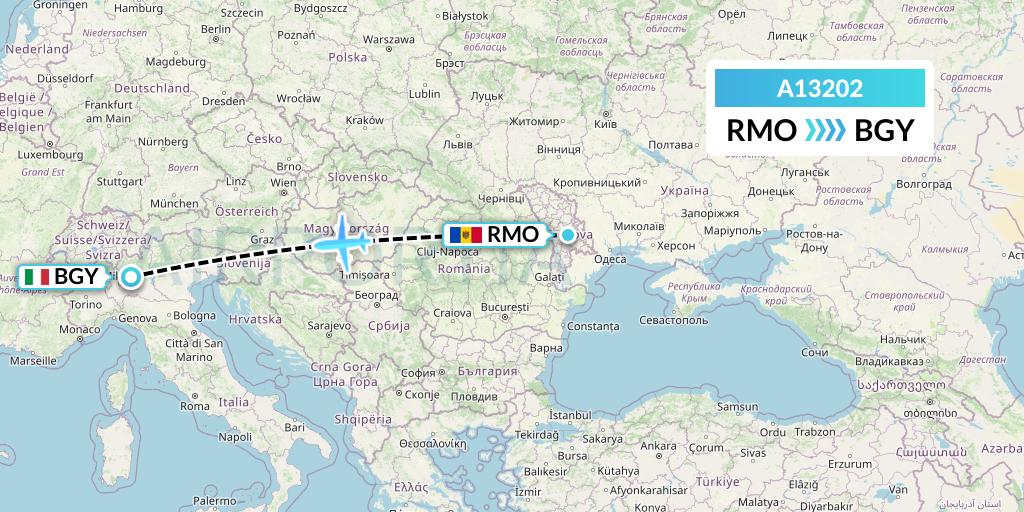 A13202 A.p.g. Distribution Systems Flight Map: Chisinau to Milan