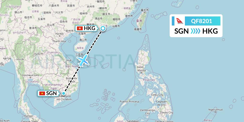 QF8201 Qantas Flight Map: Ho Chi Minh City to Hong Kong