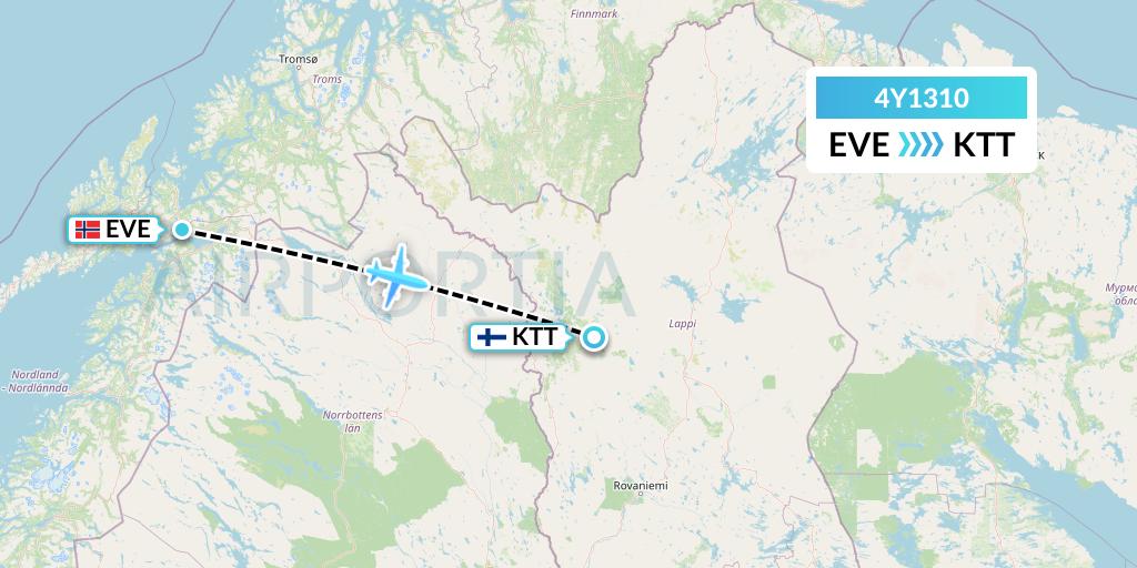 4Y1310 Eurowings Discover Flight Map: Harstad to Kittila