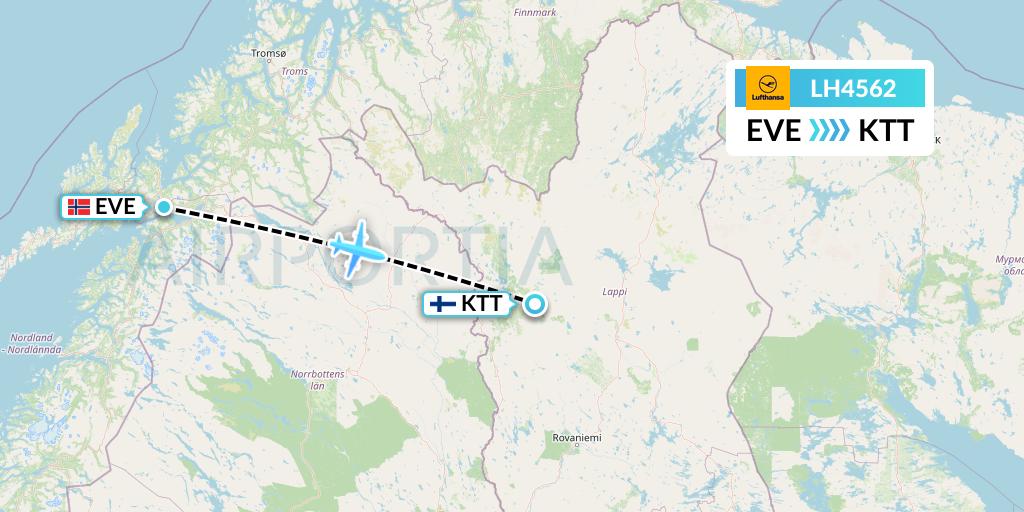 LH4562 Lufthansa Flight Map: Harstad to Kittila