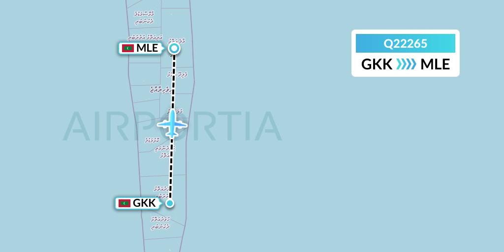 Q22265 Maldivian Flight Map: Kooddoo Island to Male