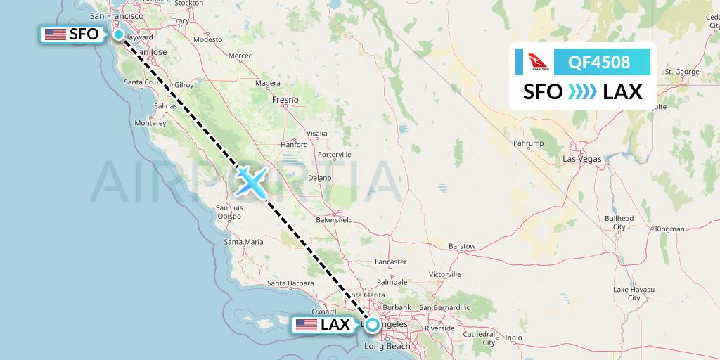 QF4508 Qantas Flight Map: San Francisco to Los Angeles