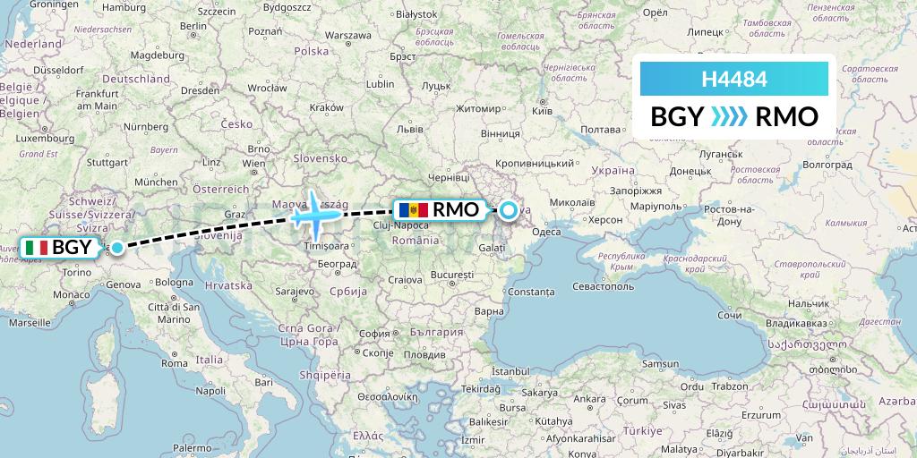 H4484 Hisky Europe Srl Flight Map: Milan to Chisinau