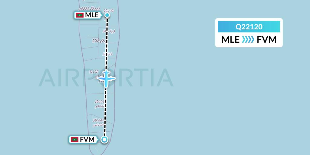 Q22120 Maldivian Flight Map: Male to Fuvahmulah Island
