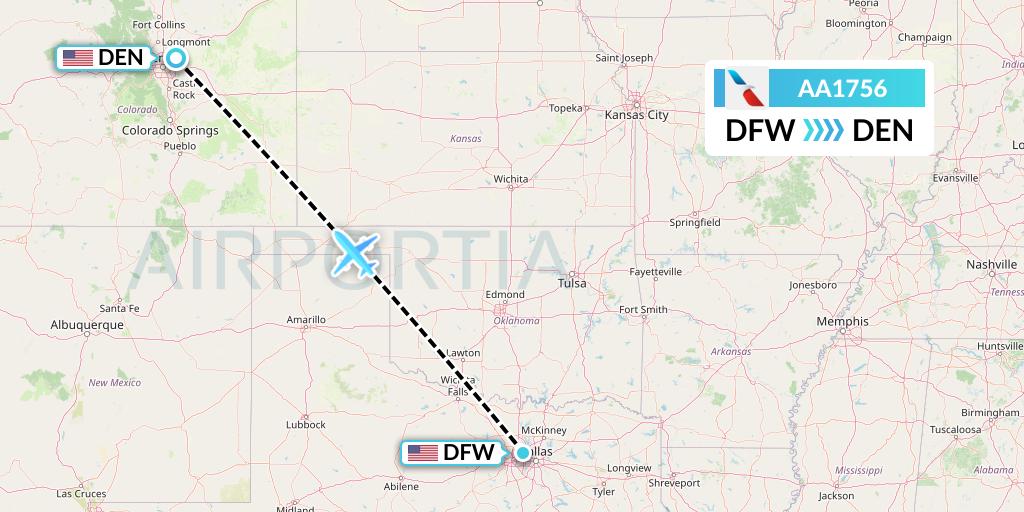 AA1756 American Airlines Flight Map: Dallas to Denver