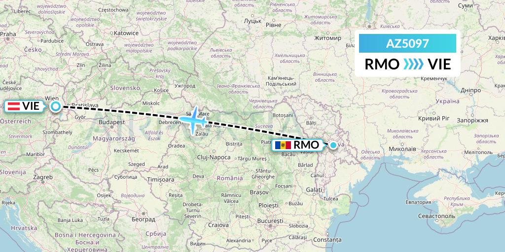 AZ5097 ITA Airways Flight Map: Chisinau to Vienna
