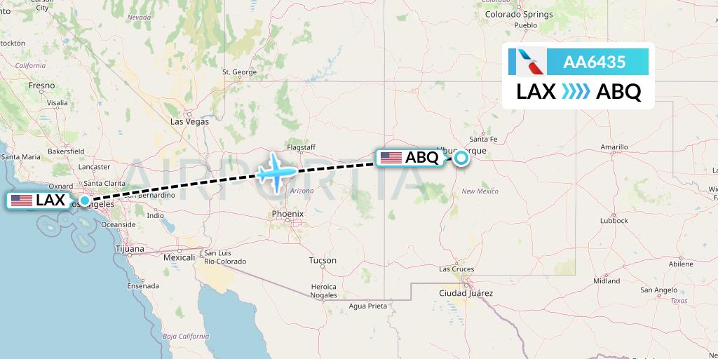 AA6435 American Airlines Flight Map: Los Angeles to Albuquerque