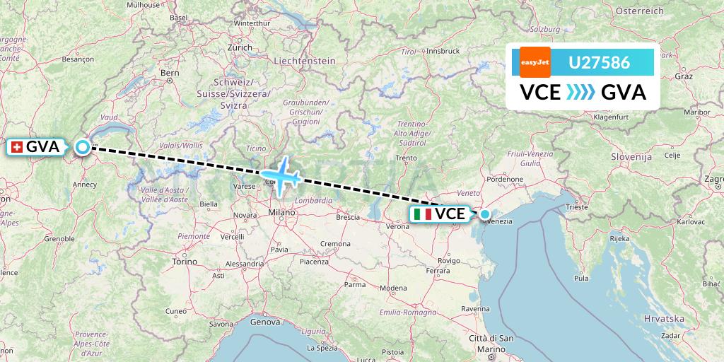 U27586 EasyJet Flight Map: Venice to Geneva