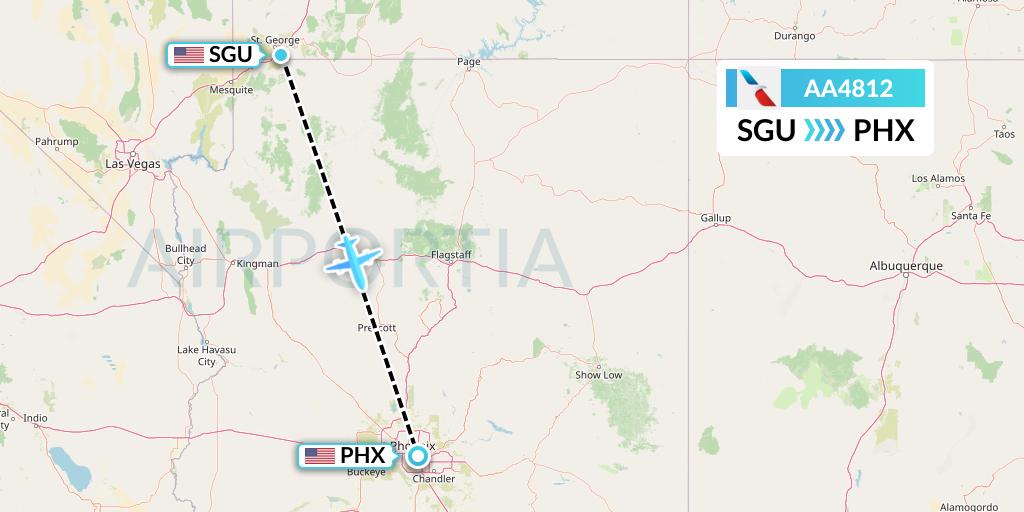 AA4812 American Airlines Flight Map: St. George to Phoenix