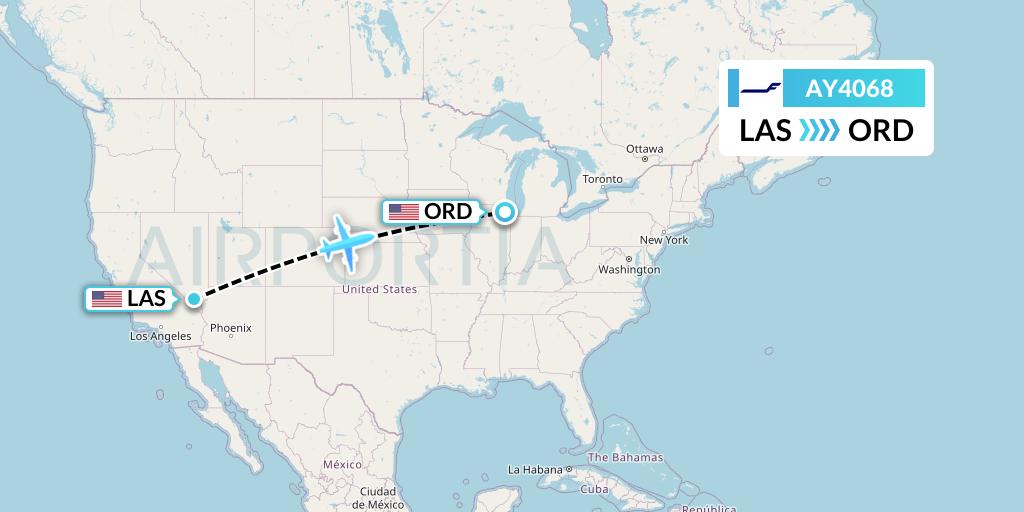 AY4068 Finnair Flight Map: Las Vegas to Chicago