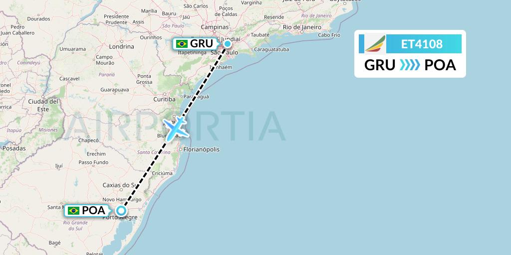 ET4108 Ethiopian Airlines Flight Map: Sao Paulo to Porto Alegre