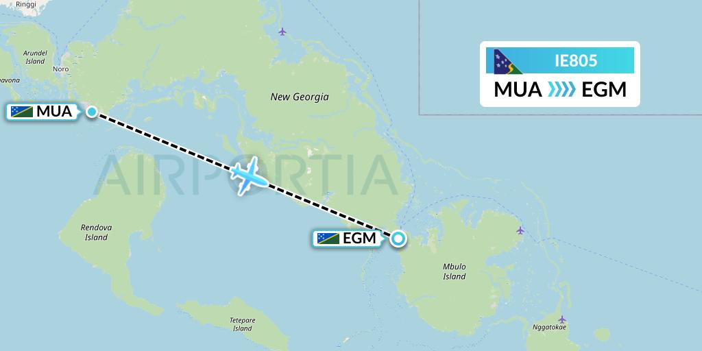 IE805 Solomon Airlines Flight Map: Solomon Islands to Sege