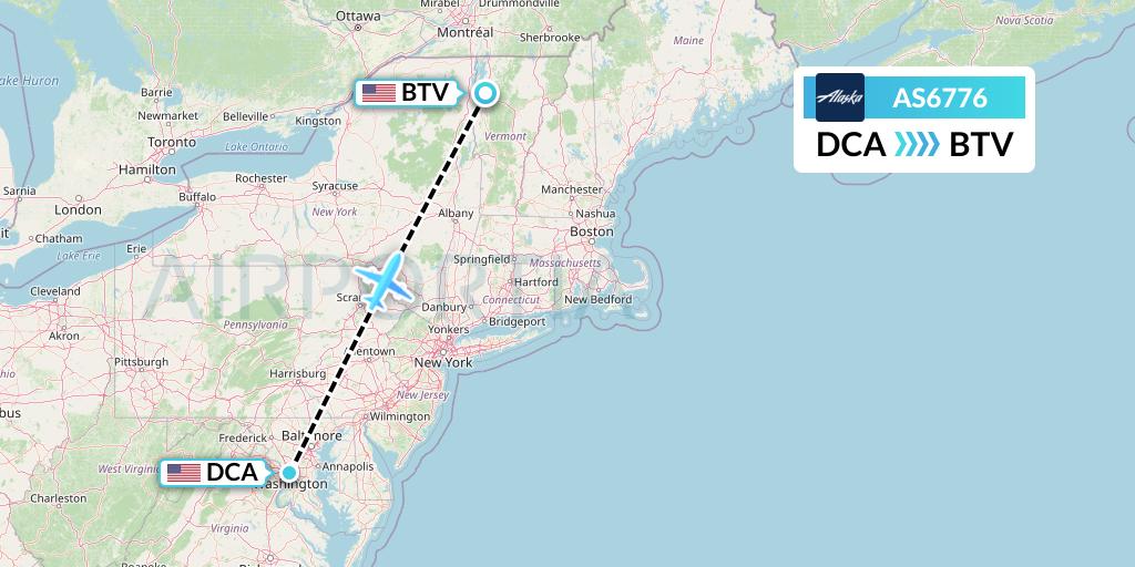 AS6776 Alaska Airlines Flight Map: Washington to Burlington