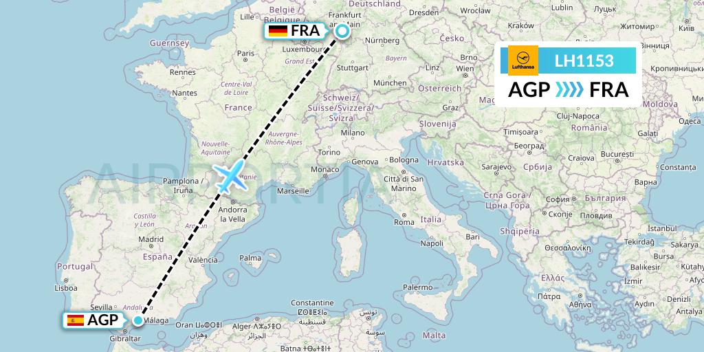 LH1153 Lufthansa Flight Map: Malaga to Frankfurt