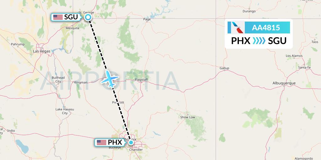 AA4815 American Airlines Flight Map: Phoenix to St. George