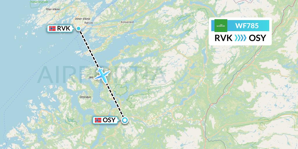 WF785 Wideroe Flight Map: Rorvik to Namsos