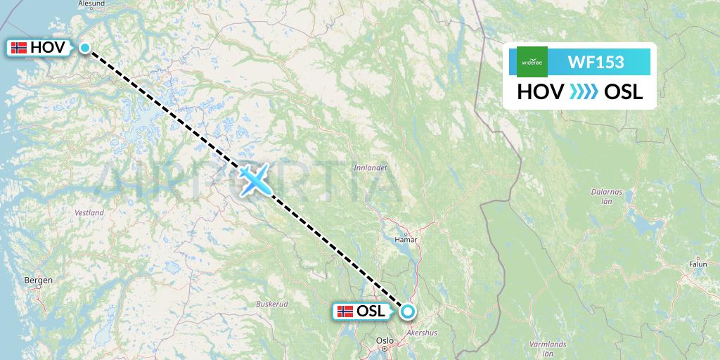 WF153 Wideroe Flight Map: Orsta Volda to Oslo
