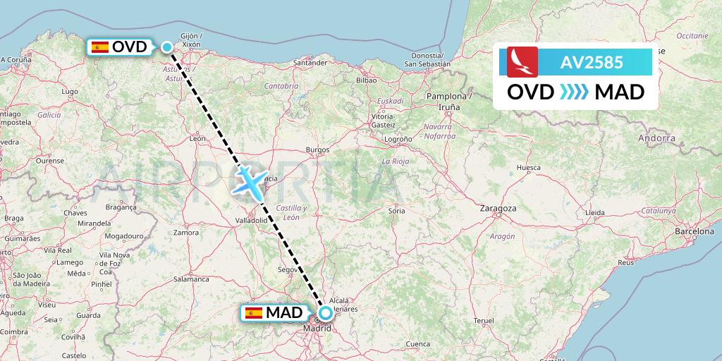 AV2585 Avianca Flight Map: Asturias to Madrid