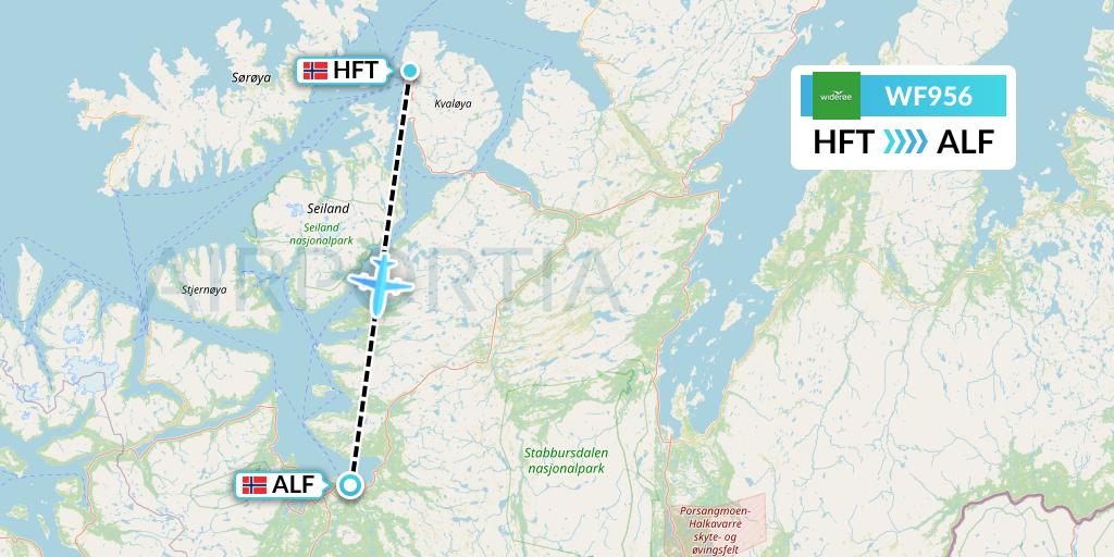 WF956 Wideroe Flight Map: Hammerfest to Alta
