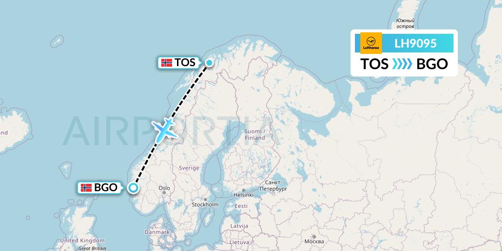 LH9095 Lufthansa Flight Map: Tromso to Bergen