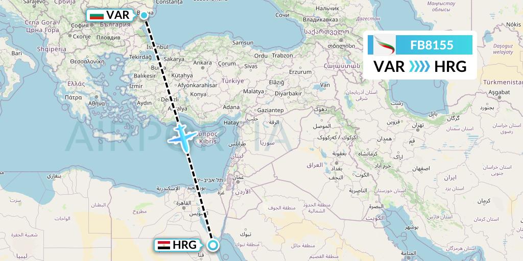 FB8155 Bulgaria Air Flight Map: Varna to Hurghada