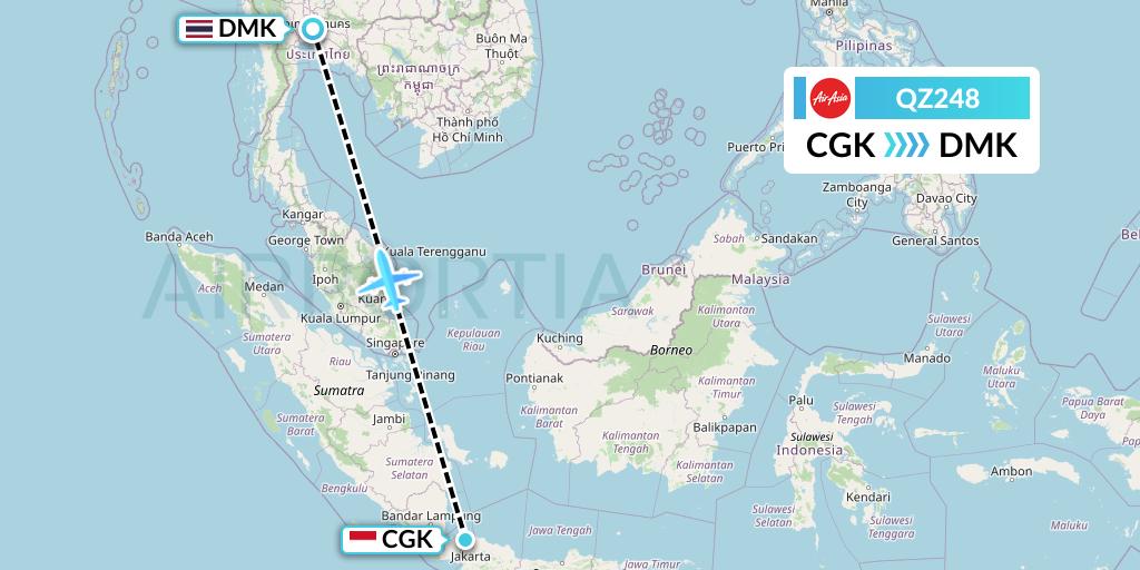 QZ248 Indonesia AirAsia Flight Map: Jakarta to Bangkok