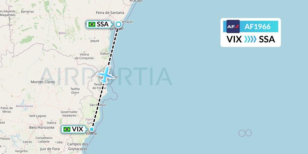 AF1966 Air France Flight Map: Vitoria to Salvador