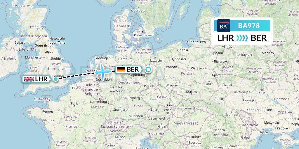 BA978 British Airways Flight Map: London to Berlin