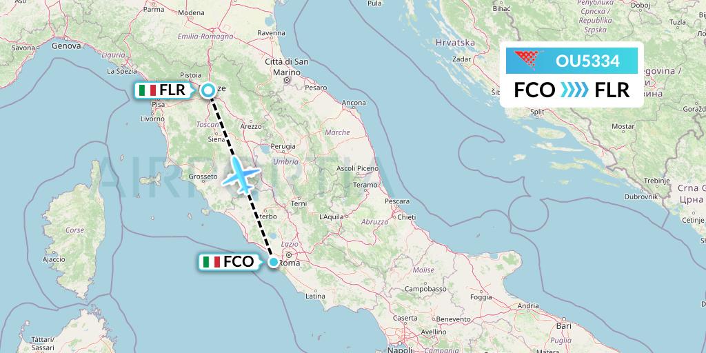 OU5334 Croatia Airlines Flight Map: Rome to Florence