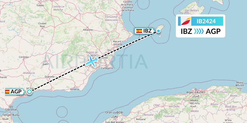 IB2424 Iberia Flight Map: Ibiza to Malaga