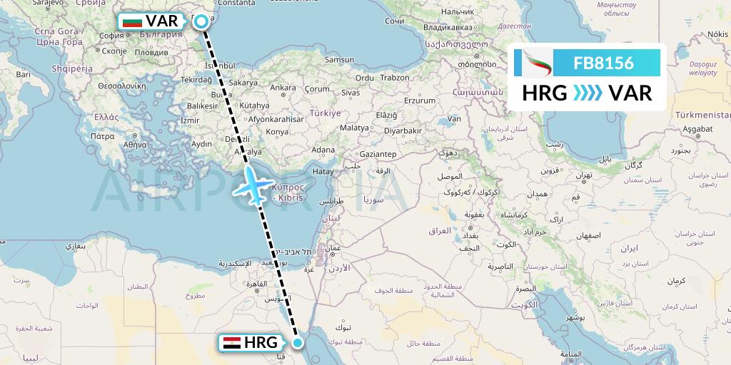 FB8156 Bulgaria Air Flight Map: Hurghada to Varna