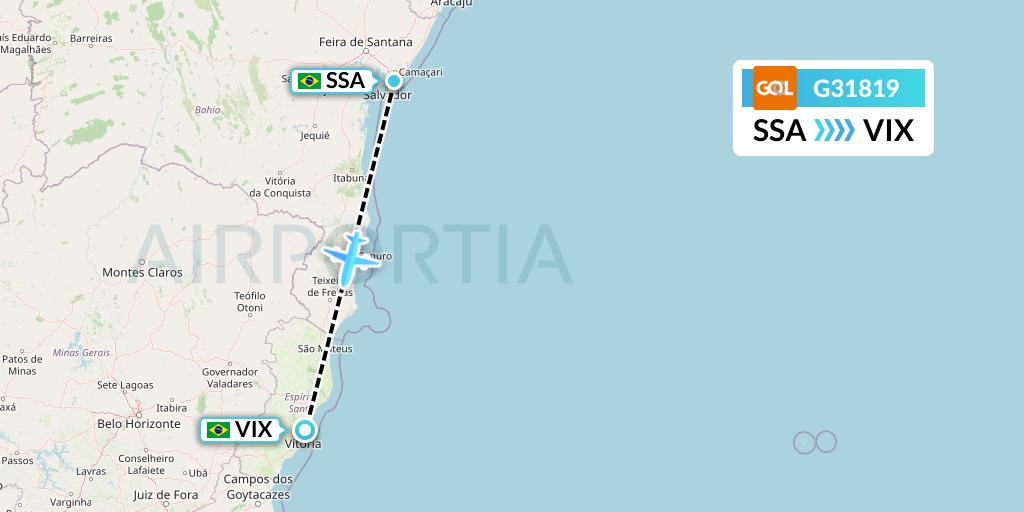 G31819 GOL Transportes Aeros Flight Map: Salvador to Vitoria