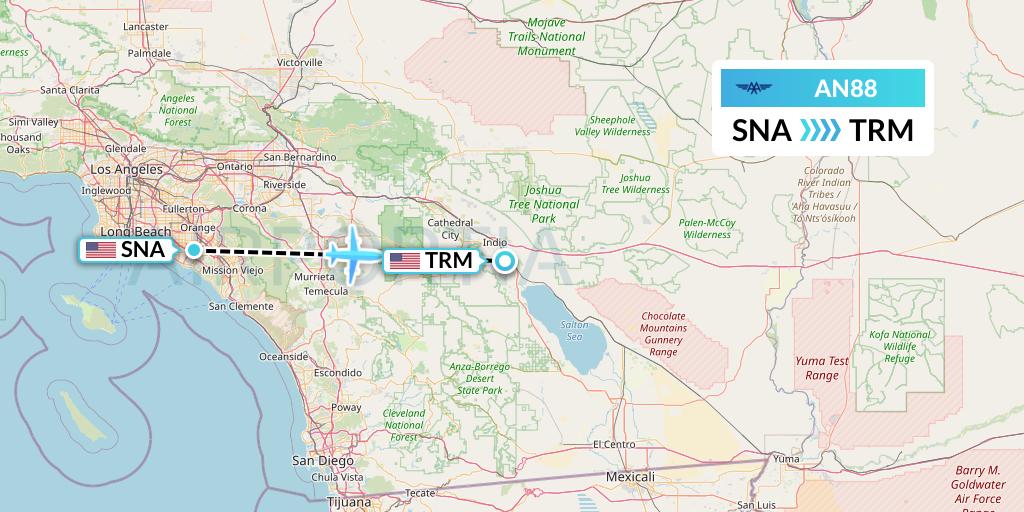 AN88 Advanced Air Flight Map: Orange County to Thermal
