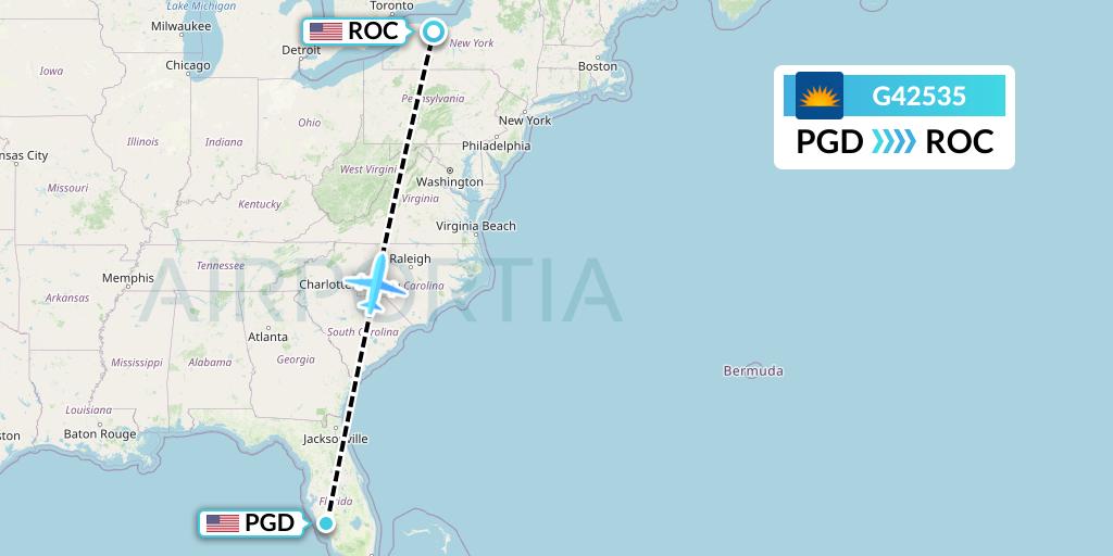 G42535 Allegiant Air Flight Map: Punta Gorda to Rochester