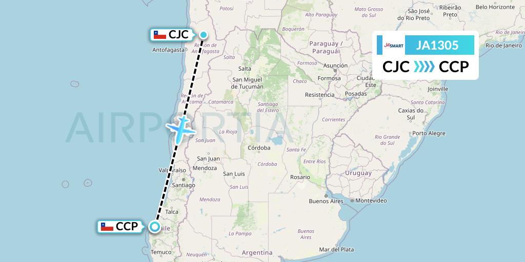 JA1305 JetSMART Flight Map: Calama to Concepcion