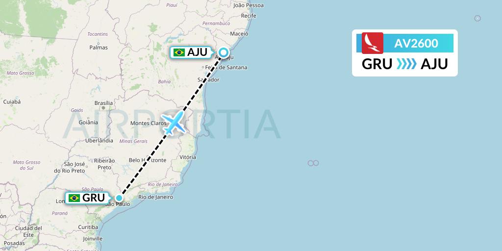 AV2600 Avianca Flight Map: Sao Paulo to Aracaju