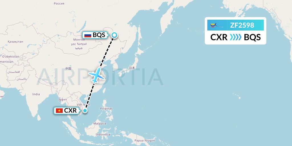 ZF2598 Azur Air Flight Map: Nha Trang to Blagoveshchensk