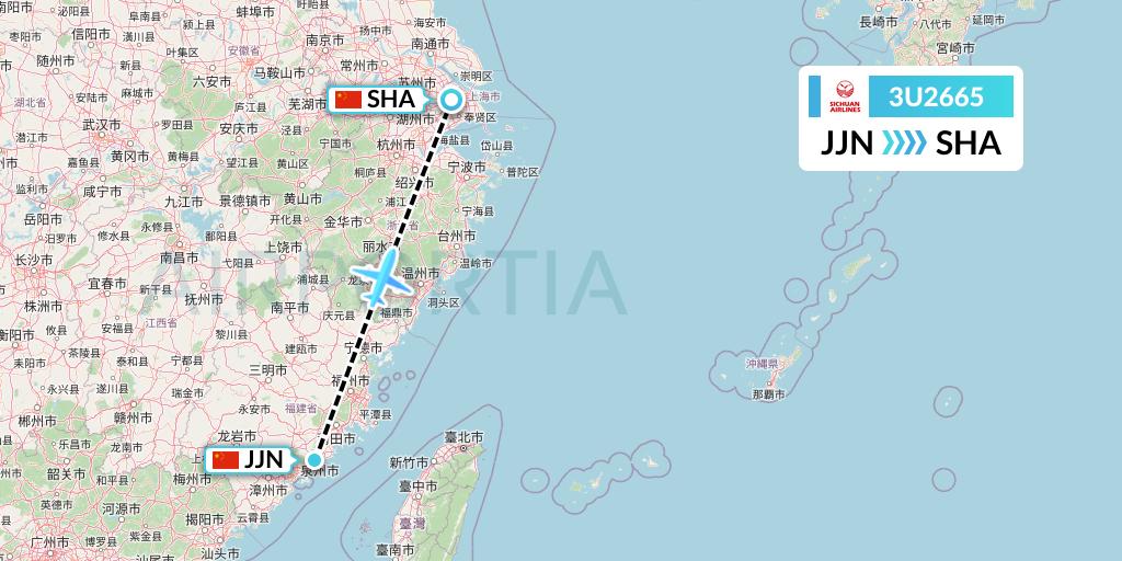 3U2665 Sichuan Airlines Flight Map: Jinjiang to Shanghai