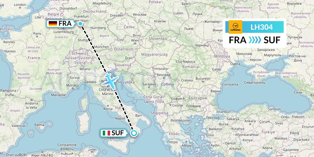 LH304 Lufthansa Flight Map: Frankfurt to Lamezia Terme