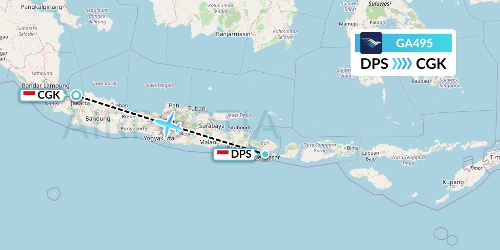GA495 Garuda Indonesia Flight Map: Denpasar to Jakarta
