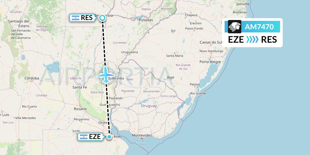 AM7470 Aeromexico Flight Map: Buenos Aires to Resistencia