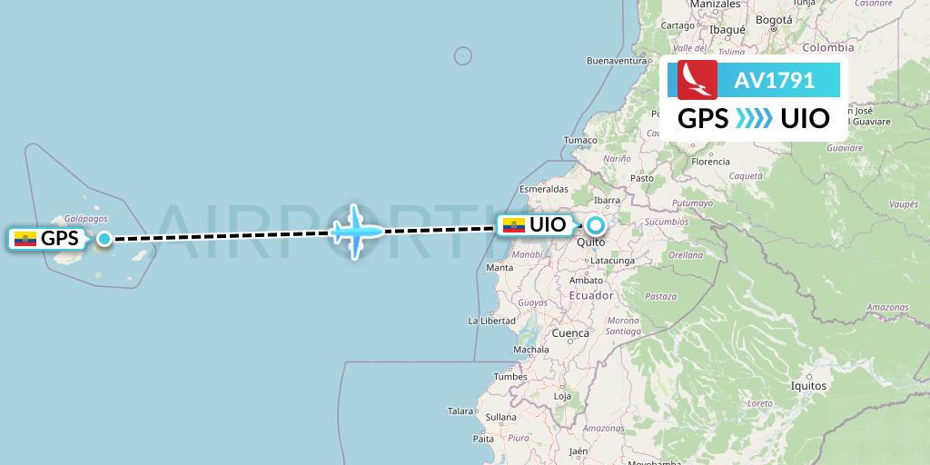 AV1791 Avianca Flight Map: Galapagos to Quito
