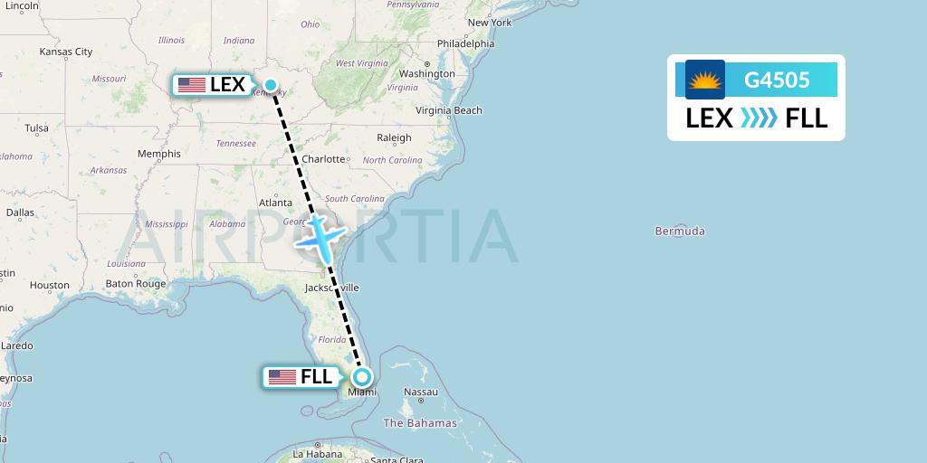 G4505 Allegiant Air Flight Map: Lexington to Fort Lauderdale