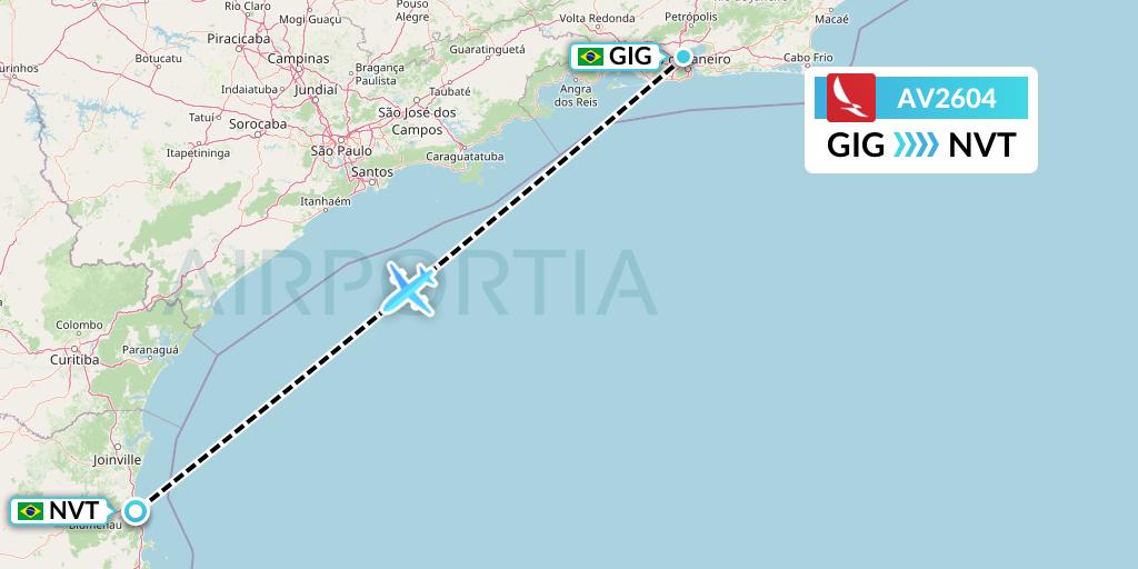 AV2604 Avianca Flight Map: Rio de Janeiro to Navegantes