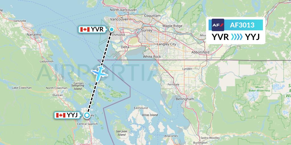 AF3013 Air France Flight Map: Vancouver to Victoria