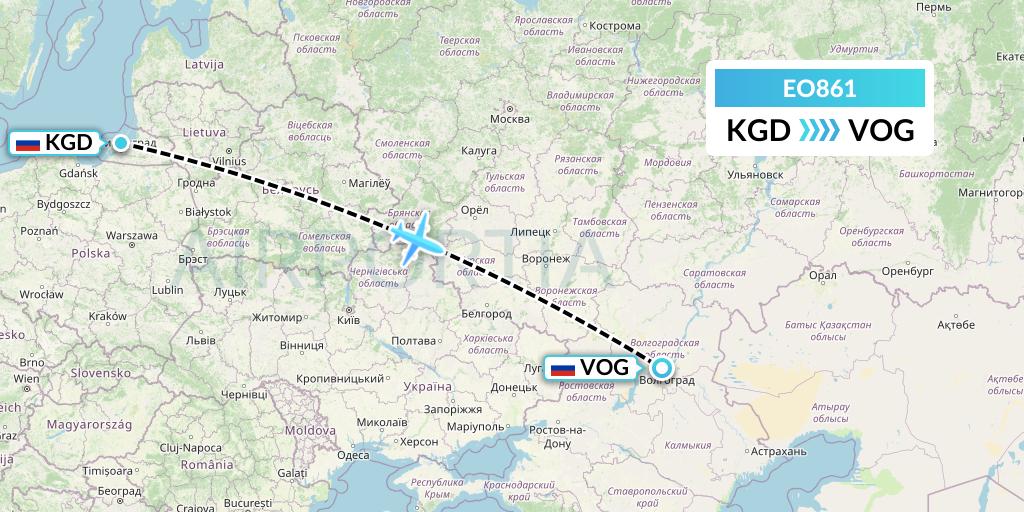 EO861 Pegas Fly Flight Map: Kaliningrad to Volgograd
