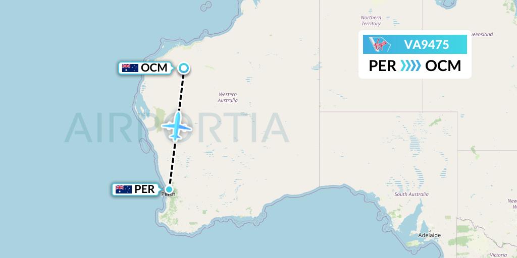 VA9475 Virgin Australia Flight Map: Perth to Boolgeeda