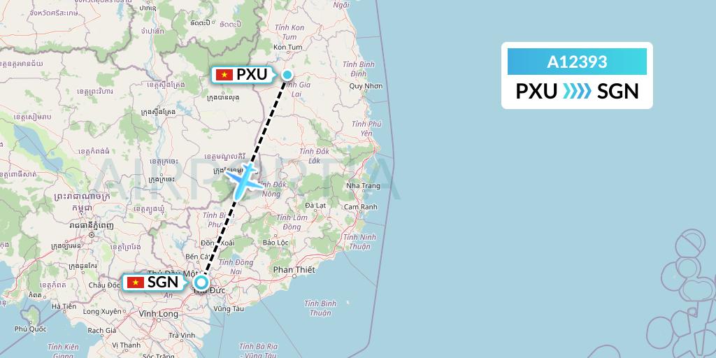 A12393 A.p.g. Distribution Systems Flight Map: Pleiku to Ho Chi Minh City